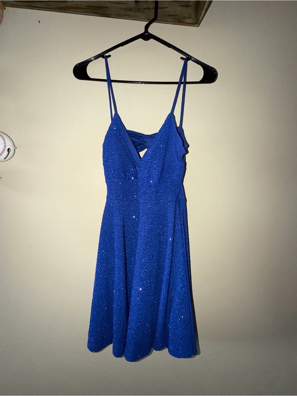 Homecoming Sparkle Blue A-Line Spaghetti Strap Dress size Large
